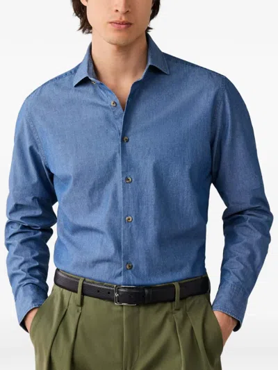 Hackett London Kent Cutaway-collar Chambray Shirt In Blue
