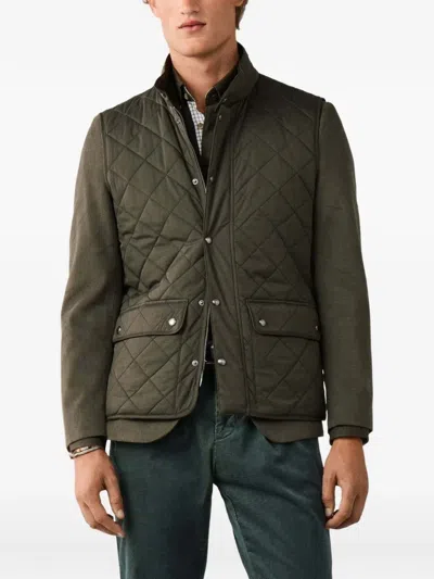 Hackett London Kinloch Diamond-quilted Gilet In Green