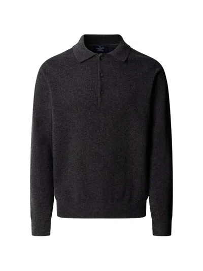 Hackett London Knitted Polo Sweater In Gray