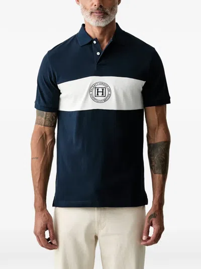 Hackett London Logo-embroidered Buttoned Polo Shirt In Blue