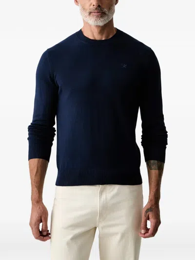 Hackett London Logo-embroidered Crew Neck Sweater In Blue