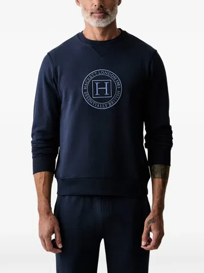 Hackett London Logo-embroidered Crew Neck Sweatshirt In Blue