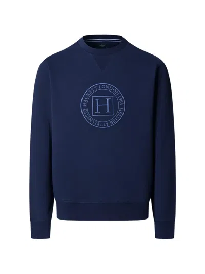 Hackett London Logo-embroidered Crew-neck Sweater In Blue