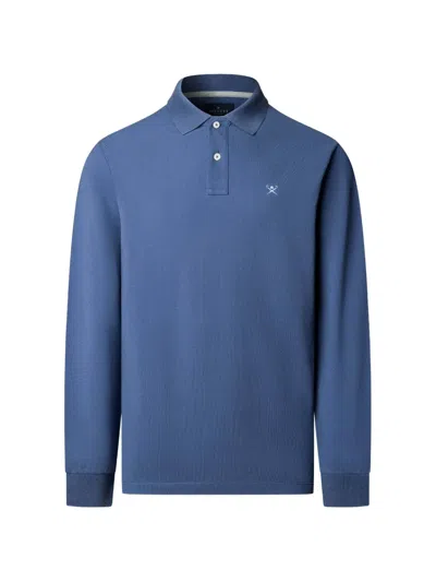 Hackett London Logo-embroidered Pique Polo Shirt In Blue