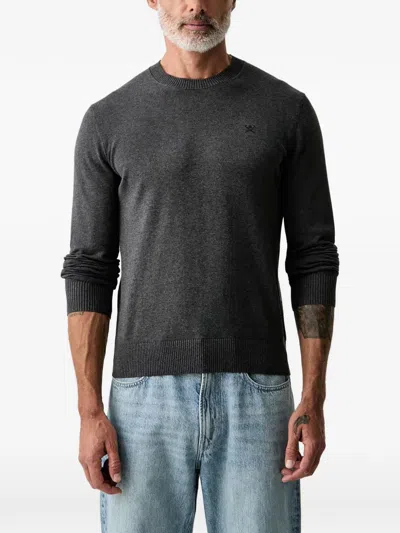 Hackett London Logo-embroidered Ribbed-trim Sweater In Gray