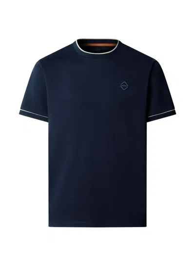 Hackett London Logo-patch Tipped T-shirt In Blue