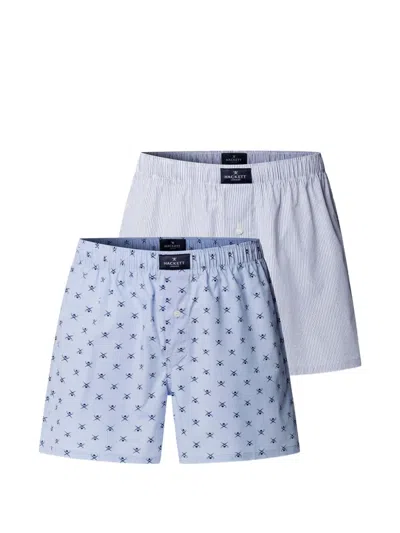 Hackett London 로고 프린트 복서 브리프 2팩 세트 In Blue