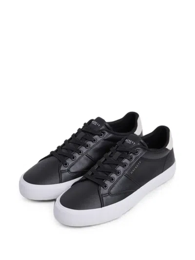 Hackett London Logo-print Leather Low-top Sneakers In Black