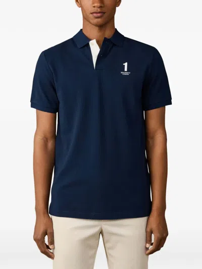 Hackett London Logo-print Polo Shirt In Blue
