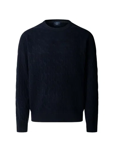 Hackett London London Cable-knit Lambswool Sweater In Blue