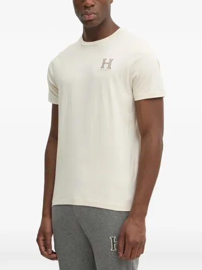 Hackett London London Embroidered-logo Cotton T-shirt In Neutral
