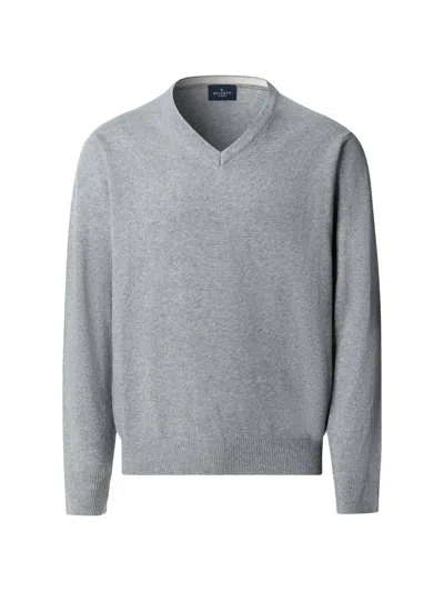 Hackett London London V-neck Elbow-patch Sweater In Gray