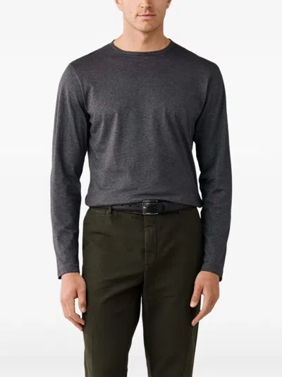 Hackett London Long-sleeve Pima Cotton T-shirt In Gray
