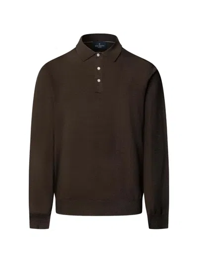 Hackett London Long-sleeve Polo Shirt In Brown