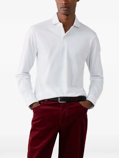 Hackett London Langärmeliges Poloshirt In Weiss