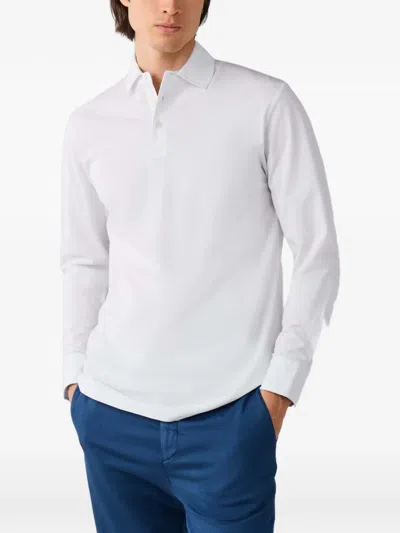 Hackett London 긴소매 폴로 셔츠 In White