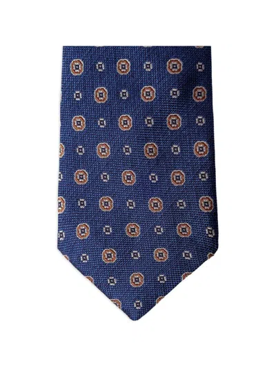Hackett London Medal Flower Tie In Blue