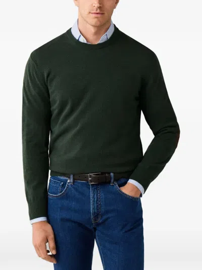 Hackett London Patch-detail Crew-neck Knit In Green