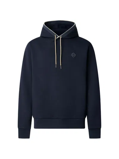 Hackett London Piping-detail Logo-patch Hoodie In Blue