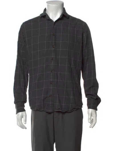 Pre-owned Hackett London Plaid Print Long Sleeve Shirt In Grey