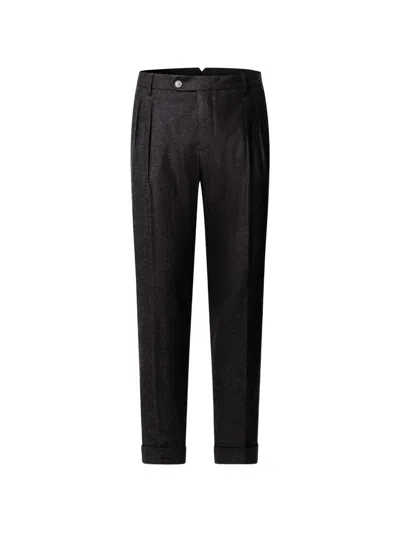 Hackett London Pleated Trousers In Black
