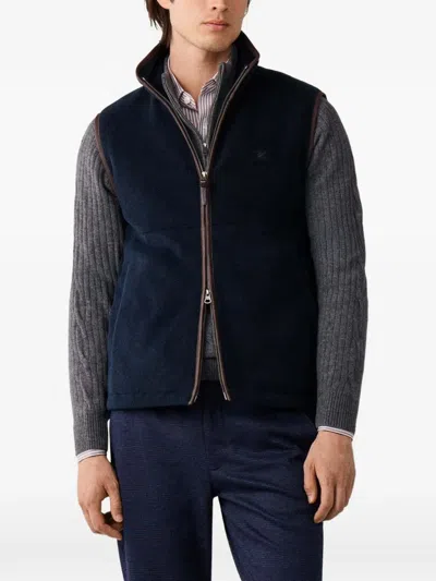 Hackett London Polar Fleece Gilet In Blue