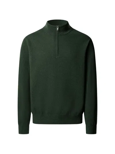 Hackett London Quarter-zip Elbow-patch Sweater In Green