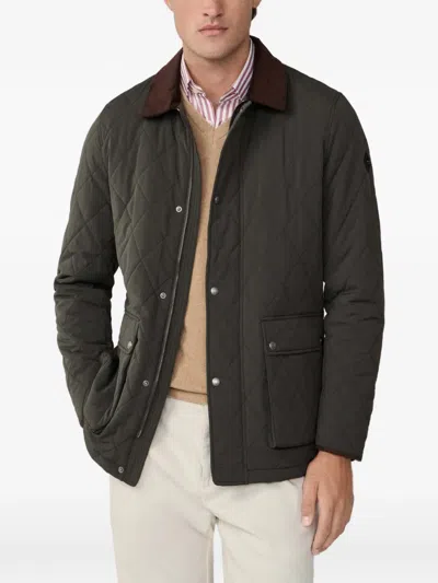 Hackett London 코듀로이 칼라 퀼팅 재킷 In Black