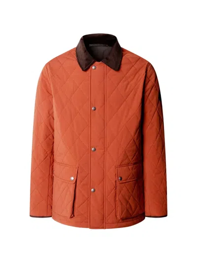 Hackett London Quilted Diamond-stitch Jacket In Orange