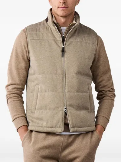 Hackett London Quilted Gilet In Brown