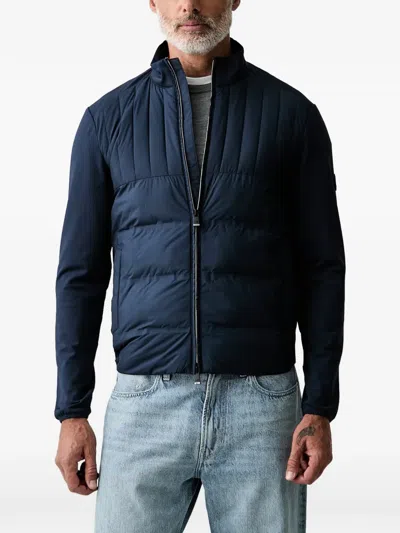 Hackett London Quilted Panelled Jacket In Blue