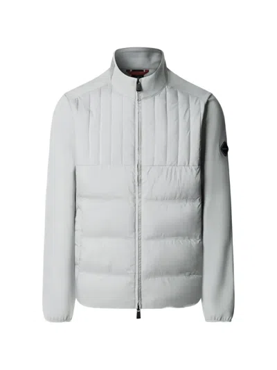Hackett London Quilted Panelled Zip-up Sweater In Gray