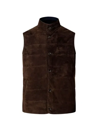 Hackett London Quilted Reversible Gilet In Brown