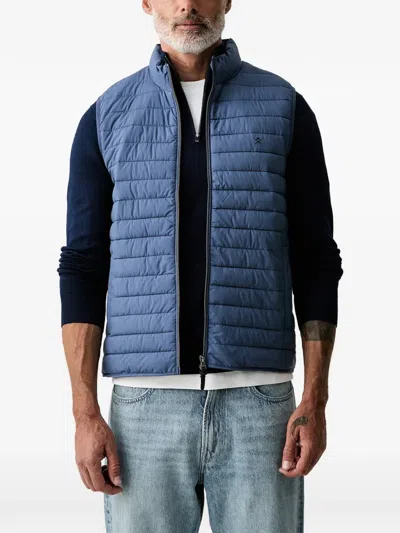 Hackett London Quilted Zip-detail Gilet In Blue