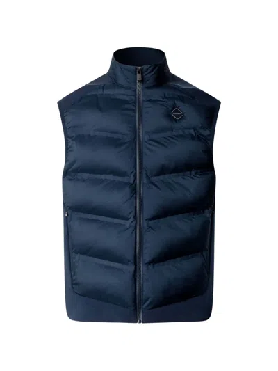 Hackett London Quilted-panel Gilet In Blue