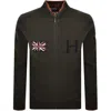 Hackett London Rally Knit Cardigan Green In Black