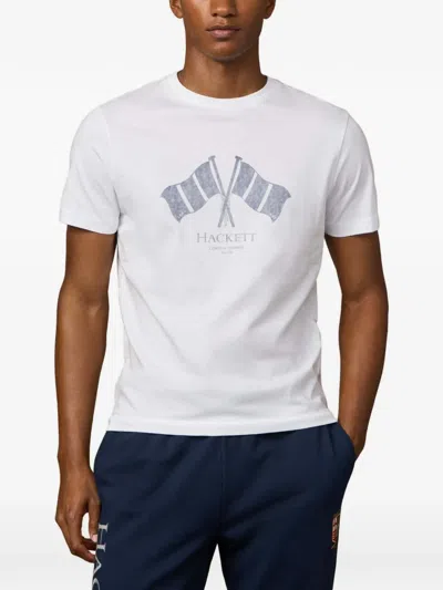 Hackett 런던 로잉 클럽 프린트 티셔츠 In White
