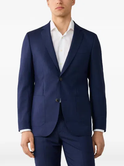 Hackett London Rustic Tropical Single-breasted Wool Suit In Blue