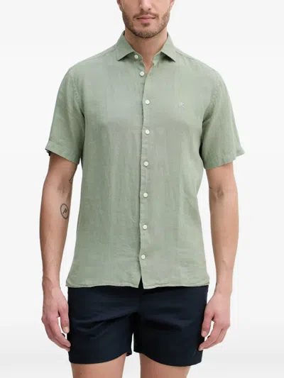 Hackett London Short-sleeve Logo-embroidered Shirt In Green