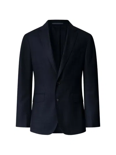 Hackett London Single-breasted Flannel Blazer In Blue