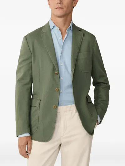Hackett London Single-breasted Patch-pocket Blazer In Green