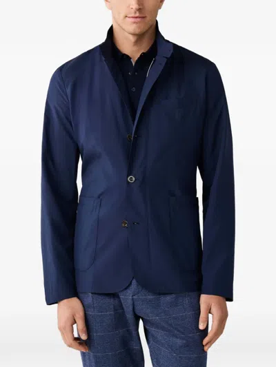 Hackett London 스탠드 업 칼라 블레이저 In Blue