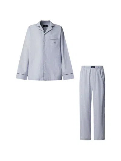 Hackett London 스트라이프 코튼 파자마 In Blue