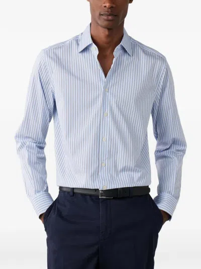 Hackett London Striped Cotton Shirt In White