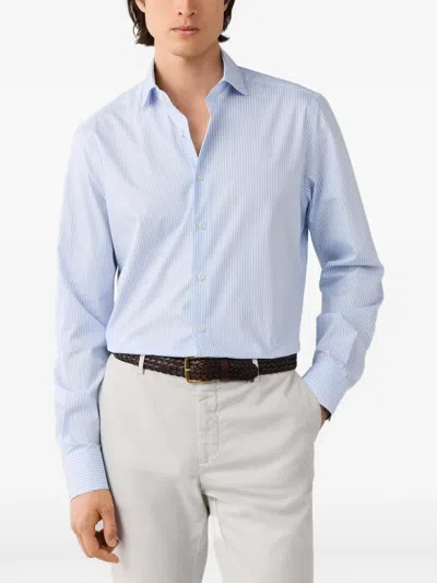 Hackett London 스트라이프 프린트 셔츠 In Blue