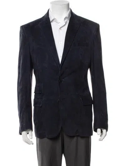 Pre-owned Hackett London Suede Blazer In Blue
