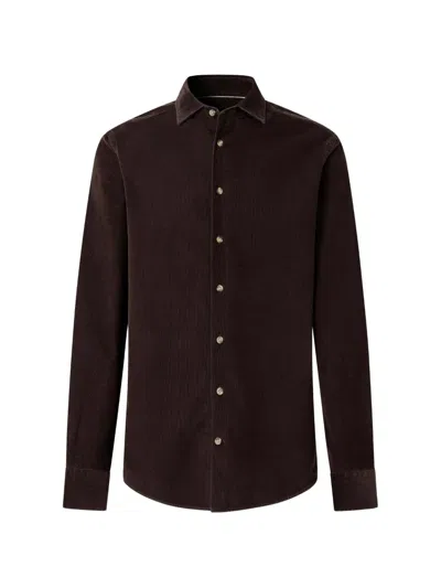 Hackett London Tailored-fit Long-sleeve Shirt In Brown