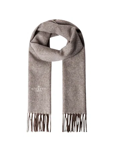 Hackett London Twill Fringe-trimmed Scarf In Neutral