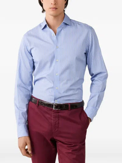 Hackett London Twill Striped Shirt In Blue