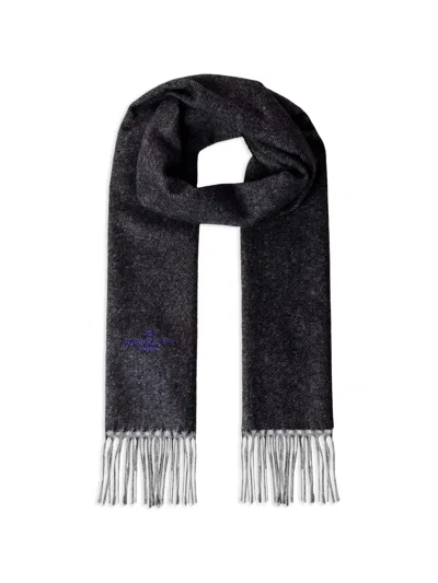 Hackett London Twill Wool-cashmere Scarf In Gray